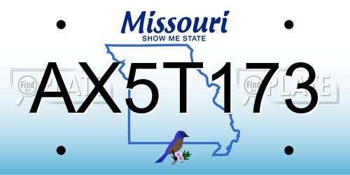 AX5T173 Missouri License Plate
