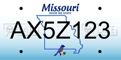 AX5Z123 Missouri License Plate
