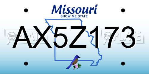 AX5Z173 Missouri License Plate