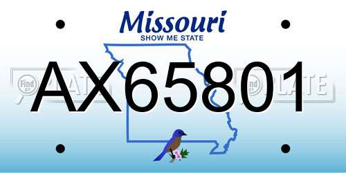 AX65801 Missouri License Plate