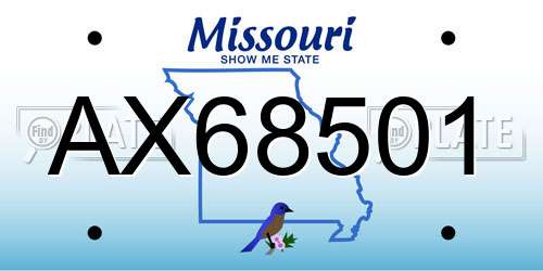 AX68501 Missouri License Plate
