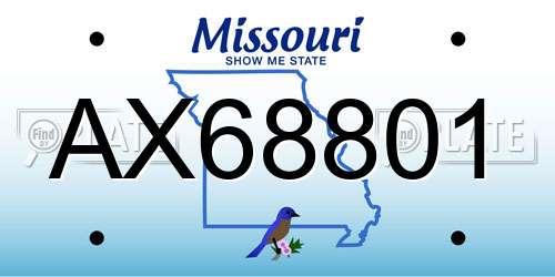 AX68801 Missouri License Plate