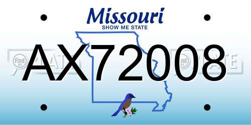 AX72008 Missouri License Plate