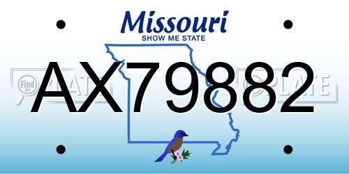 AX79882 Missouri License Plate