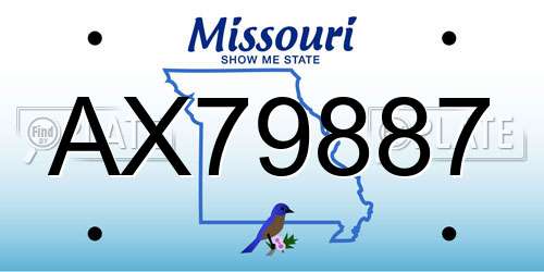 AX79887 Missouri License Plate