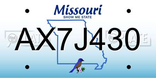 AX7J430 Missouri License Plate