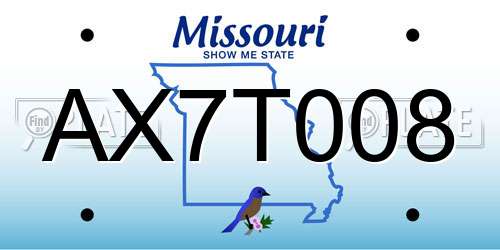 AX7T008 Missouri License Plate