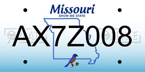 AX7Z008 Missouri License Plate