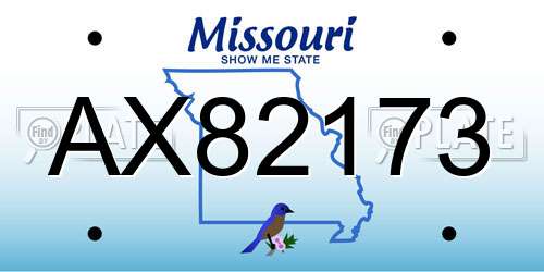 AX82173 Missouri License Plate