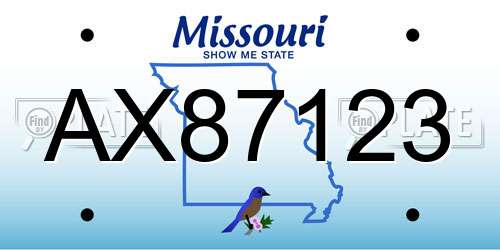 AX87123 Missouri License Plate