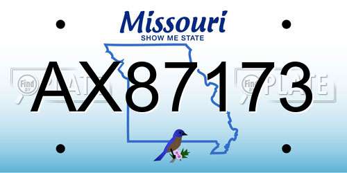 AX87173 Missouri License Plate