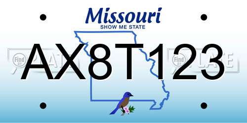 AX8T123 Missouri License Plate