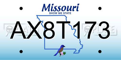 AX8T173 Missouri License Plate