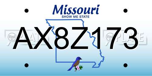 AX8Z173 Missouri License Plate