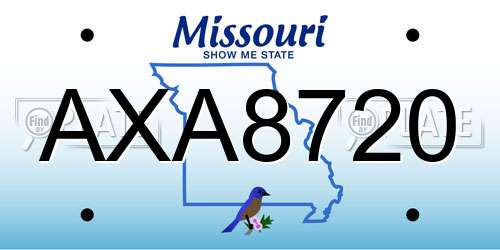 AXA8720 Missouri License Plate