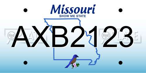 AXB2123 Missouri License Plate