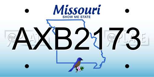 AXB2173 Missouri License Plate