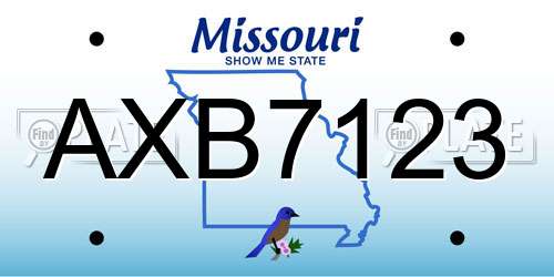 AXB7123 Missouri License Plate