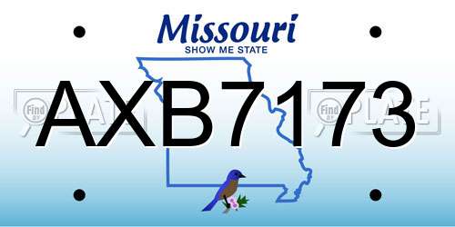 AXB7173 Missouri License Plate