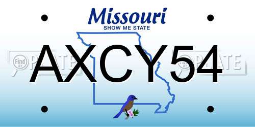 AXCY54 Missouri License Plate