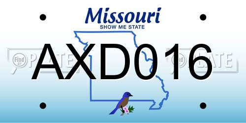 AXD016 Missouri License Plate
