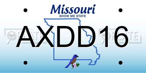 AXDD16 Missouri License Plate