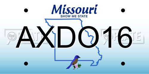 AXDO16 Missouri License Plate