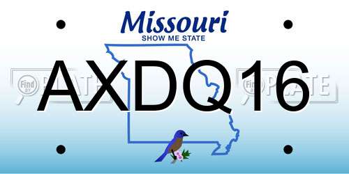 AXDQ16 Missouri License Plate