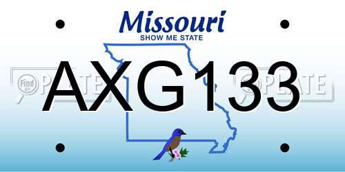 AXG133 Missouri License Plate