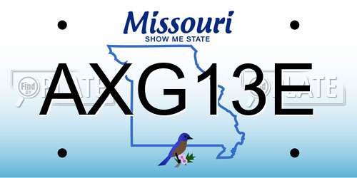 AXG13E Missouri License Plate