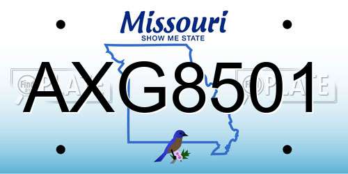 AXG8501 Missouri License Plate