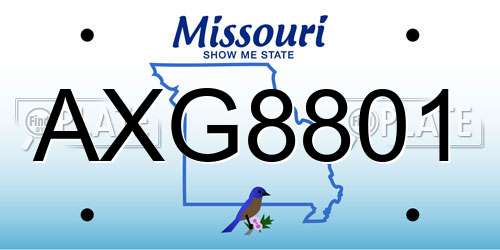 AXG8801 Missouri License Plate
