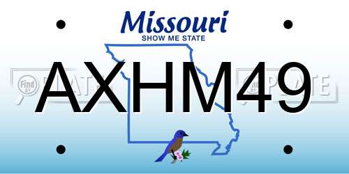 AXHM49 Missouri License Plate