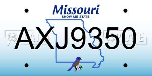 AXJ9350 Missouri License Plate