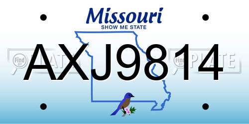 AXJ9814 Missouri License Plate