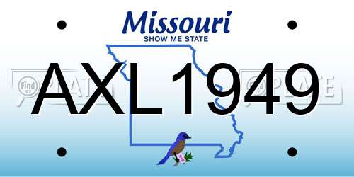 AXL1949 Missouri License Plate