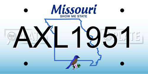 AXL1951 Missouri License Plate