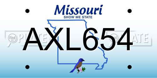 AXL654 Missouri License Plate