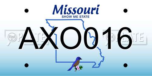 AXO016 Missouri License Plate