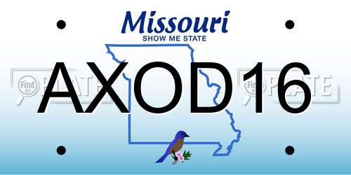 AXOD16 Missouri License Plate
