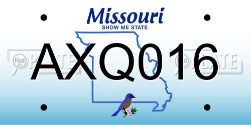 AXQ016 Missouri License Plate
