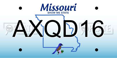 AXQD16 Missouri License Plate