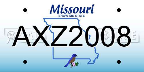 AXZ2008 Missouri License Plate