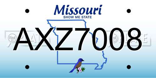 AXZ7008 Missouri License Plate