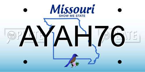 AYAH76 Missouri License Plate