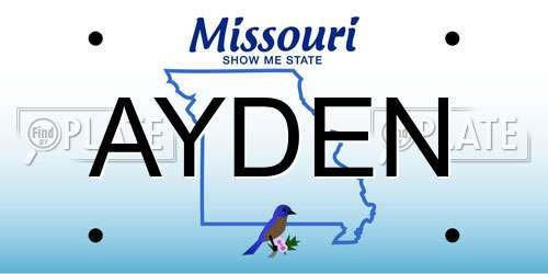 AYDEN Missouri License Plate