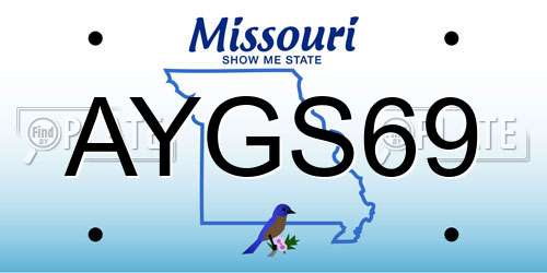 AYGS69 Missouri License Plate