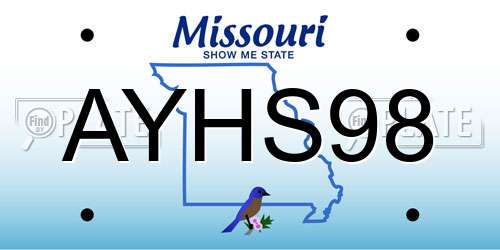AYHS98 Missouri License Plate