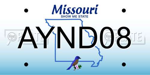 AYND08 Missouri License Plate