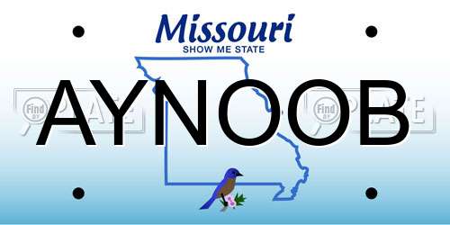 AYNOOB Missouri License Plate